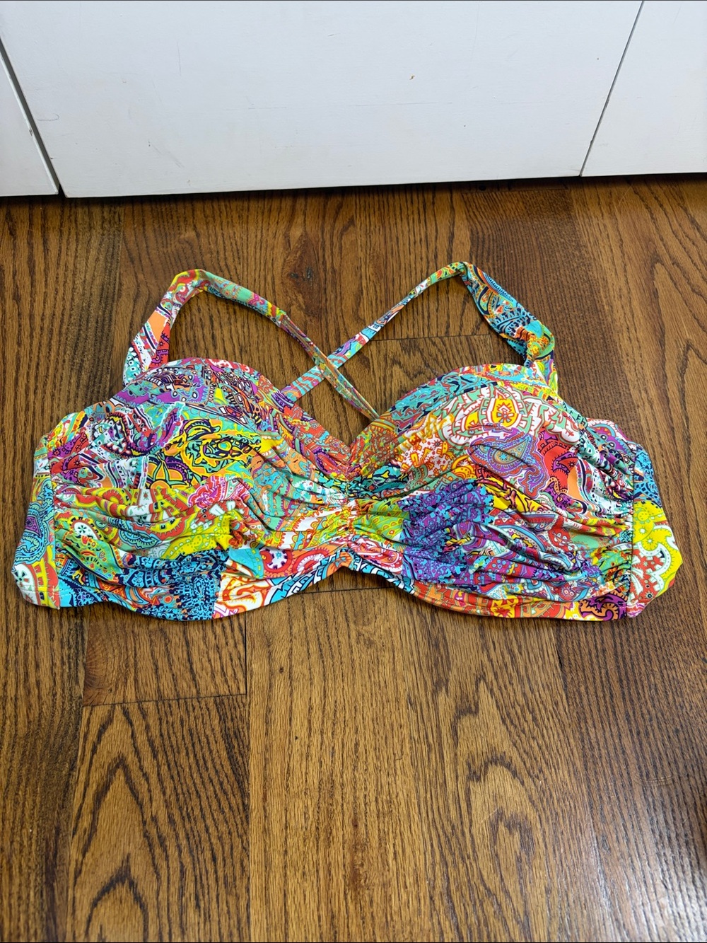 Bleu Rod Beattie Multicolor Paisley Underwire Bikini Top Size 40D